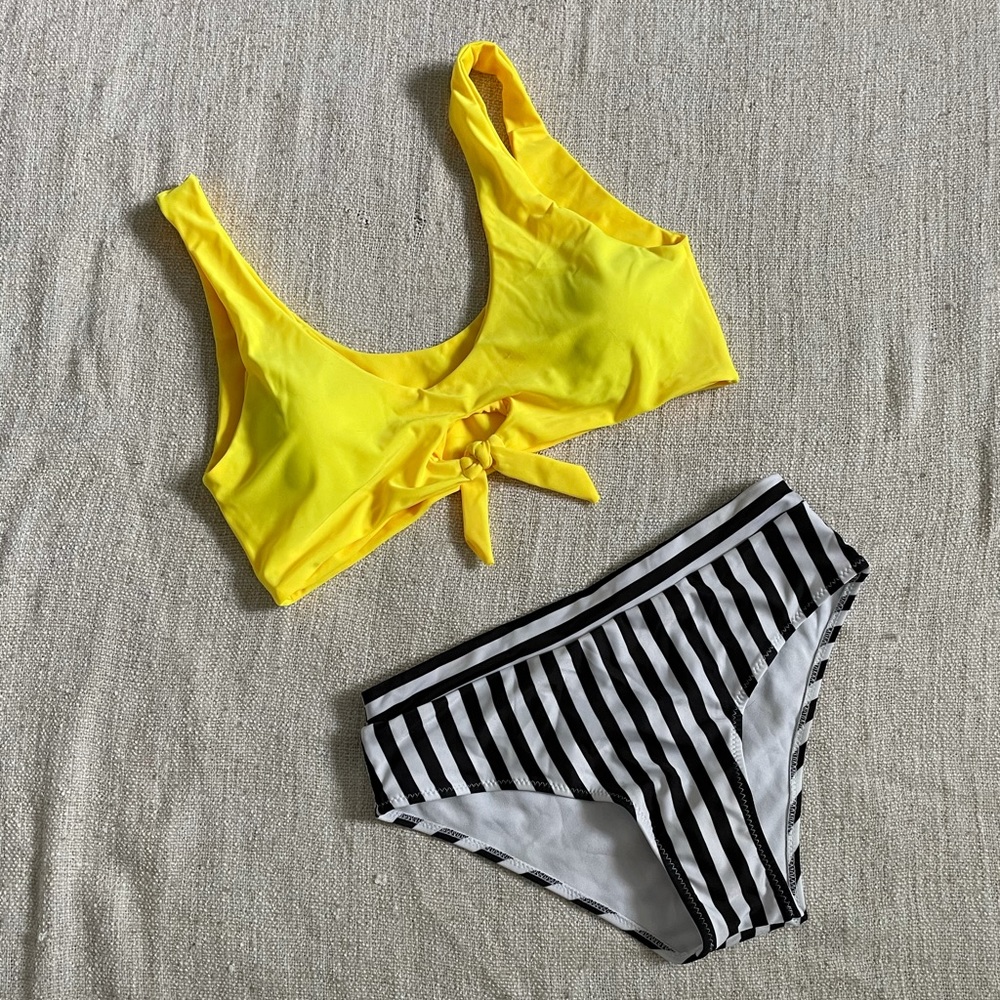 Color Block and Stripe Bikini